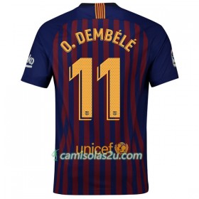 Camisolas de Futebol FC Barcelona O.Dembele 11 Equipamento Principal 2018/19 Manga Curta